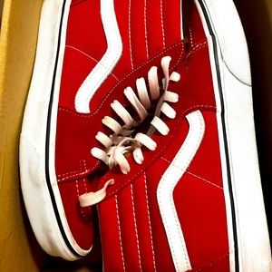 Vans Sk8 Hi Red High Top Suede Sneakers